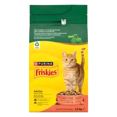 FRISKIES® CHAT ADULTE - Croquettes avec un délicieux mélange de Bœuf et de Poulet avec des Légumes