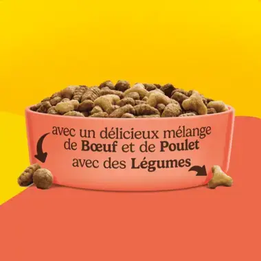 FRISKIES® CHAT ADULTE - Croquettes avec un délicieux mélange de Bœuf et de Poulet avec des Légumes