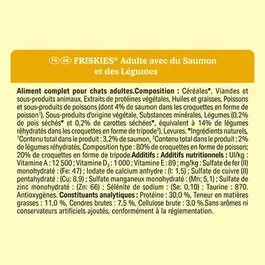 FRISKIES® CHAT ADULTE - Croquettes au Saumon et aux Légumes