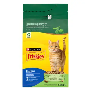 FRISKIES® pour CHAT STÉRILISÉ 1,5KG - Croquettes avec un délicieux mélange d'Agneau et de Dinde avec des Légumes