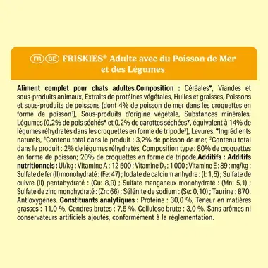 FRISKIES® CHAT ADULTE 3KG – Croquettes avec du Poisson de Mer et des Légumes