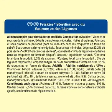 FRISKIES® pour chat Stérilisé 1,5kg - Croquettes avec du Saumon et aux Légumes