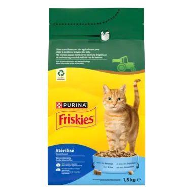 FRISKIES® pour chat Stérilisé 1,5kg - Croquettes avec du Saumon et aux Légumes