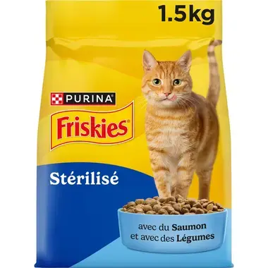 FRISKIES® pour chat Stérilisé 1,5kg - Croquettes avec du Saumon et aux Légumes