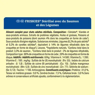 FRISKIES® pour chat Stérilisé 1,5kg - Croquettes avec du Saumon et aux Légumes