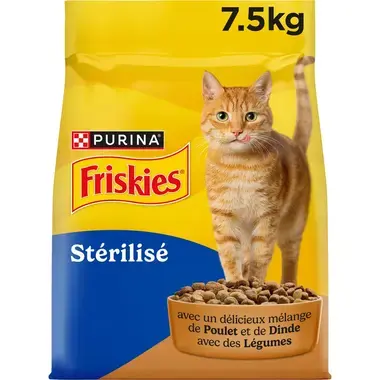 FRISKIES® pour chat Stérilisé - Croquettes avec un délicieux mélange de Poulet et de Dinde et avec des Légumes