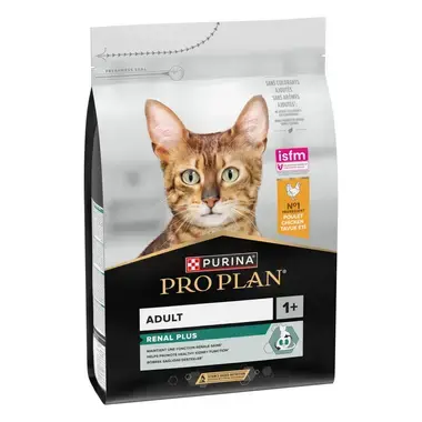 Purina® Pro Plan®  Adult RENAL PLUS, Riche en Poulet - Croquettes pour Chat aidant au maintien d'une bonne santé rénale