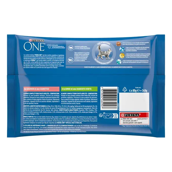 Purina ONE® - Sachets pour Chat Stérilisé au Saumon et à la Dinde
