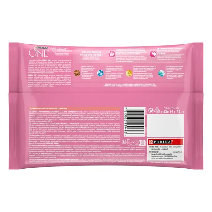 Purina ONE® - Sachets pour Chaton au Saumon et aux Carottes