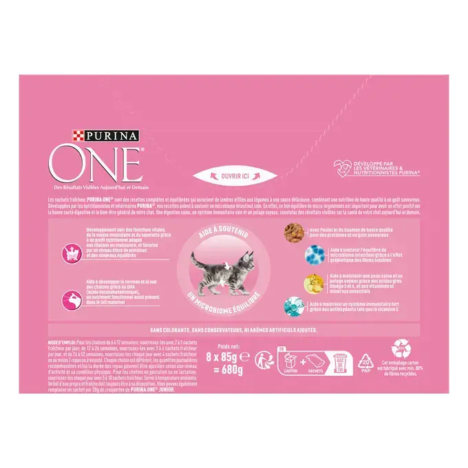 Purina ONE® - Sachets pour Chaton au Saumon, au Poulet et aux Carottes
