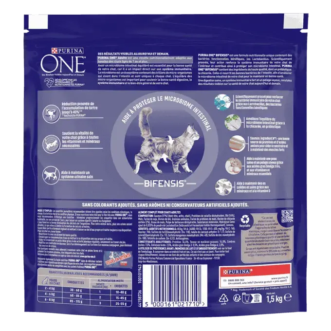 Purina ONE® - Croquettes pour Chat Adulte au Saumon et aux Céréales 1,5kg
