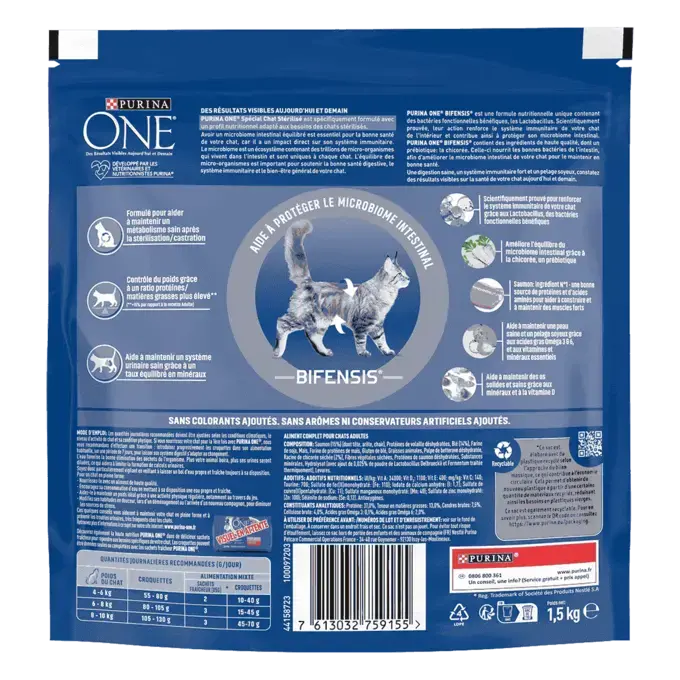 Purina ONE® - Croquettes pour Chat Stérilisé au Saumon et au Blé 1,5kg