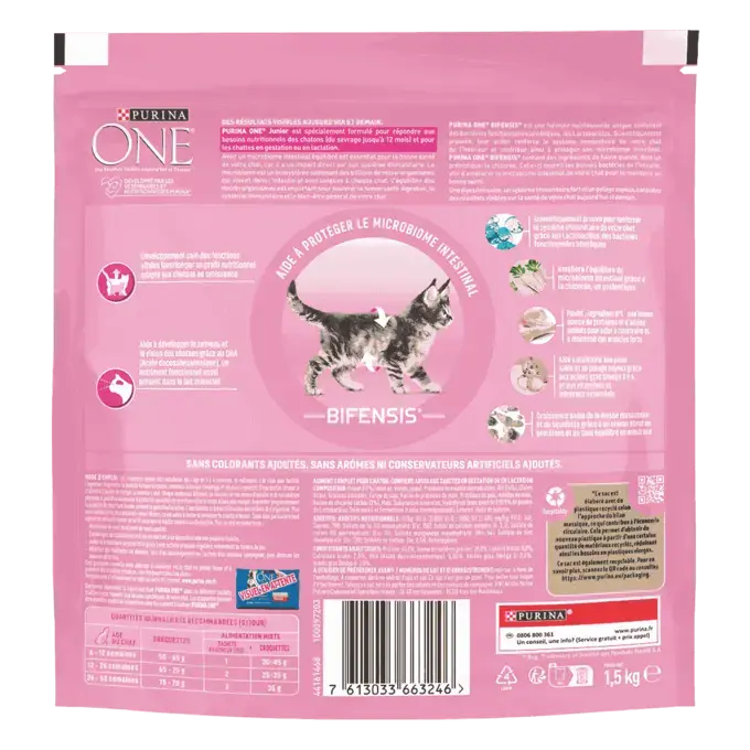 Purina ONE® - Croquettes Junior pour Chaton de 1 à 12 mois au Poulet 1,5kg