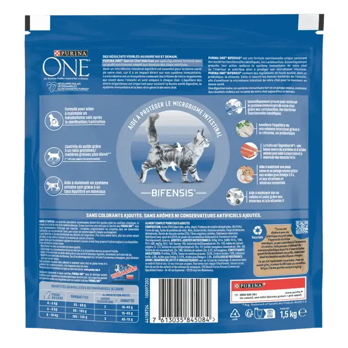 Purina® ONE®- Croquettes pour Chat Stérilisé à la Truite et au Blé