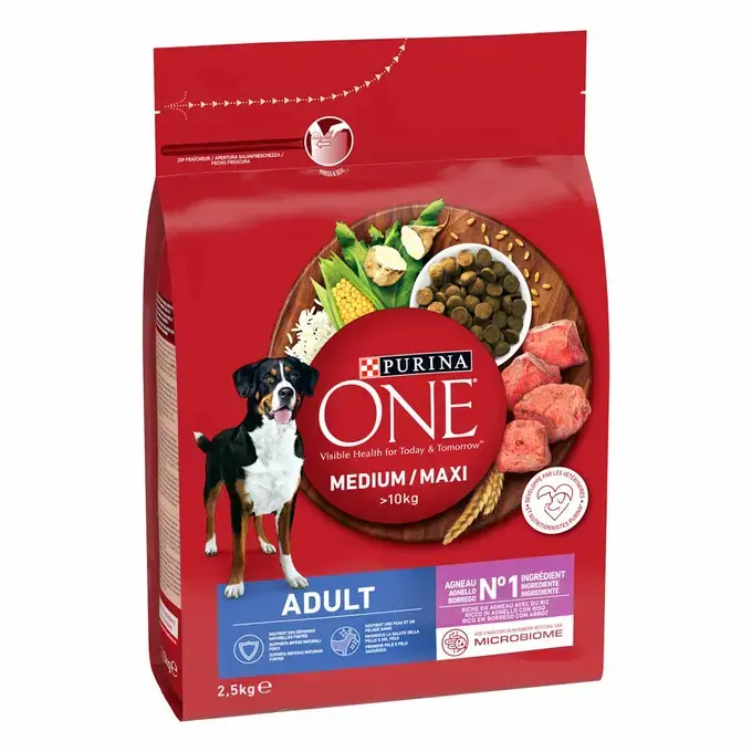 PURINA ONE® Medium / Maxi > 10kg Croquettes pour chien adulte Riche en Agneau avec du Riz