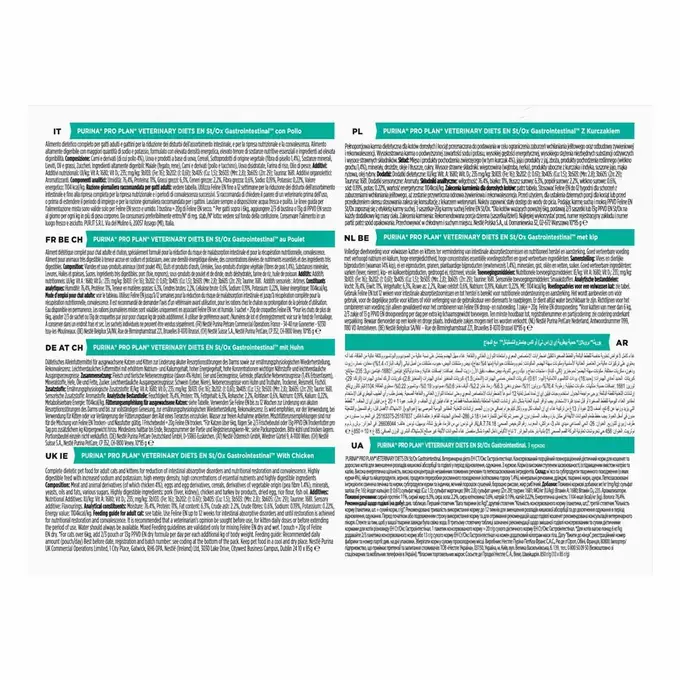Purina® Pro Plan® Veterinary Diets Feline EN St/Ox Gastrointestinal - Sachets pour Chat ayant des Troubles Digestifs au Poule