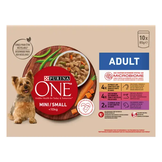 PURINA ONE ® MINI/SMALL < 10kg Adult - Effilés en sauce au Poulet, au Bœuf et à l’Agneau_3