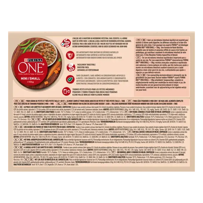 PURINA ONE ® MINI/SMALL < 10kg Adult - Effilés en sauce au Poulet, au Bœuf et à l’Agneau_4