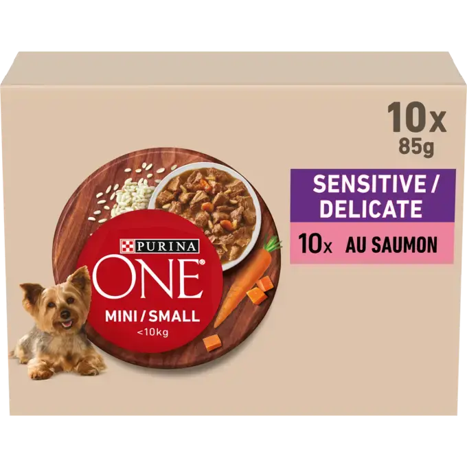 PURINA ONE ® MINI/SMALL < 10kg Sensitive - Effilés en Sauce au Saumon, au Riz et aux Carottes_5