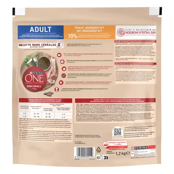 PURINA ONE® MINI / SMALL < 10kg Sans céréales - Croquettes pour chien adulte Riche en Poulet