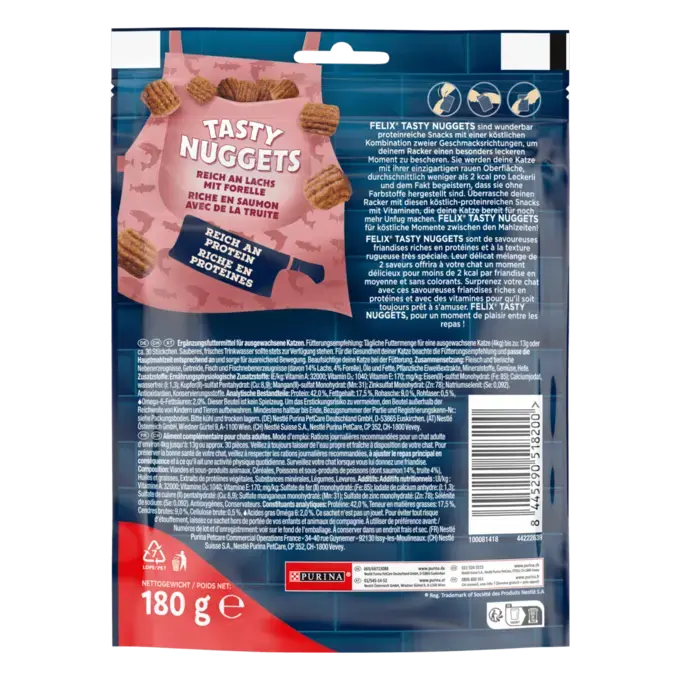 FELIX® Tasty Nuggets Riche en Saumon avec de la Truite – Friandises pour Chat