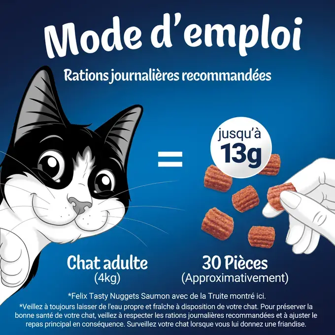 FELIX® Tasty Nuggets Riche en Saumon avec de la Truite – Friandises pour Chat