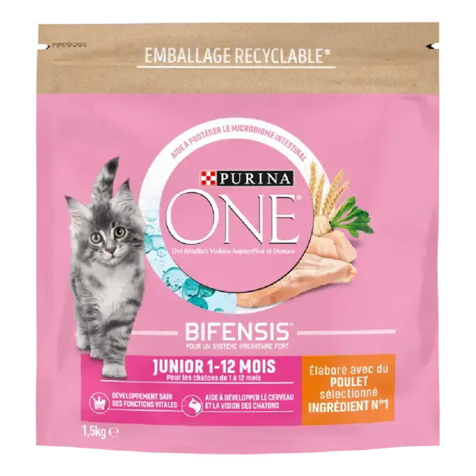 Purina ONE® - Croquettes Junior pour Chaton de 1 à 12 mois au Poulet 1.5kg