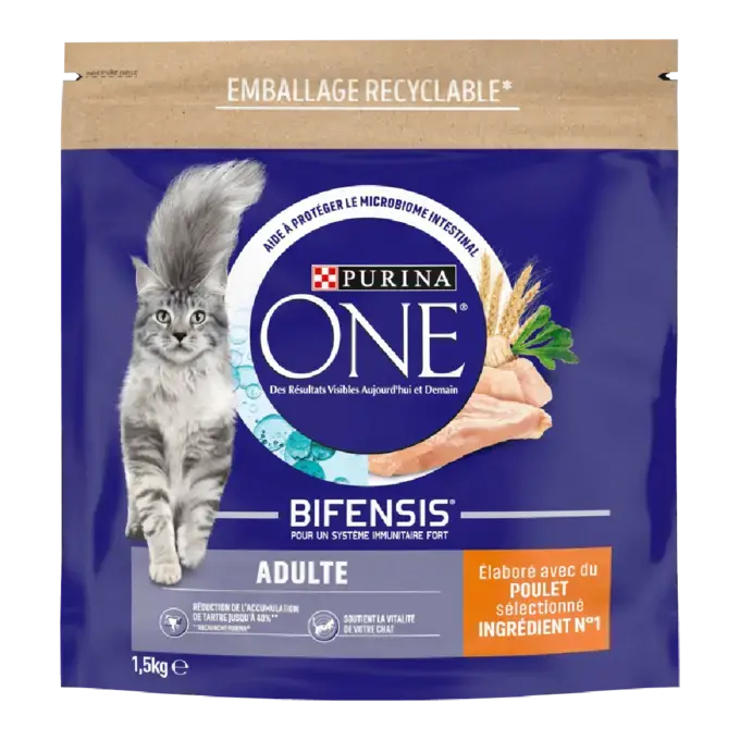 Purina ONE® - Croquettes pour Chat Adulte au Poulet et aux Céréales 1.5kg