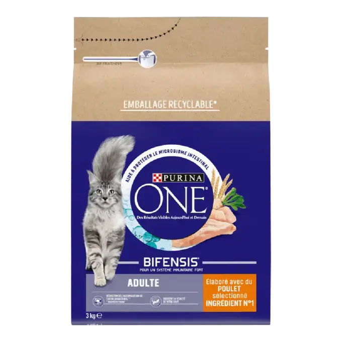 Purina ONE® - Croquettes pour Chat Adulte au Poulet et aux Céréales 3kg