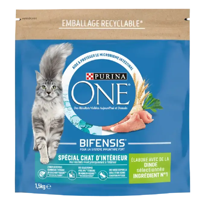 Purina ONE® - Croquettes pour Chat d'Intérieur à la Dinde et aux Céréales