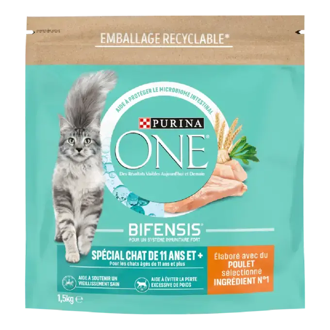 Purina ONE® - Croquettes pour Chat Senior de 11 ans et + au Poulet et aux Céréales