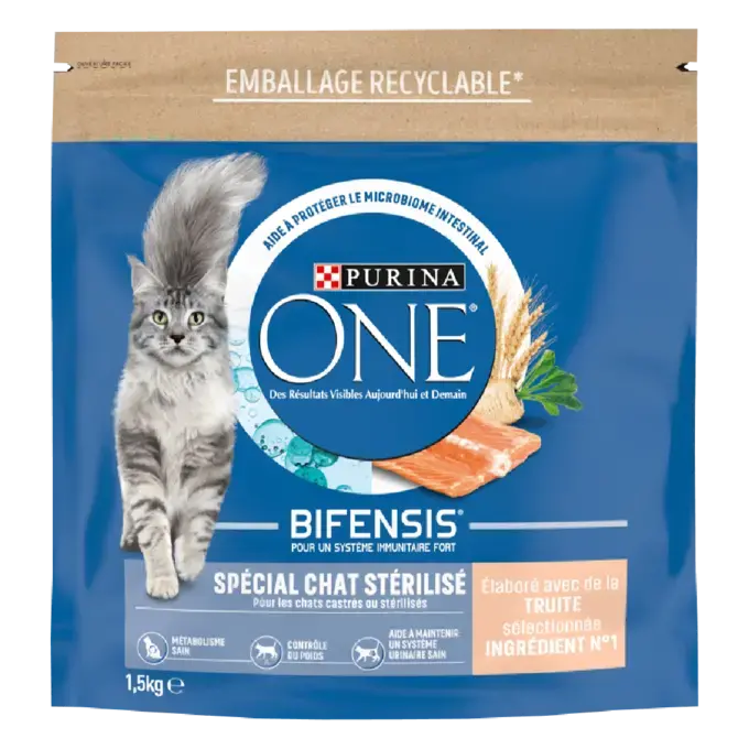Purina® ONE® - Croquettes pour Chat Stérilisé à la Truite et au Blé