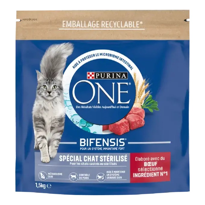 Purina ONE® - Croquettes pour Chat Stérilisé au Bœuf et au Blé 1,5kg