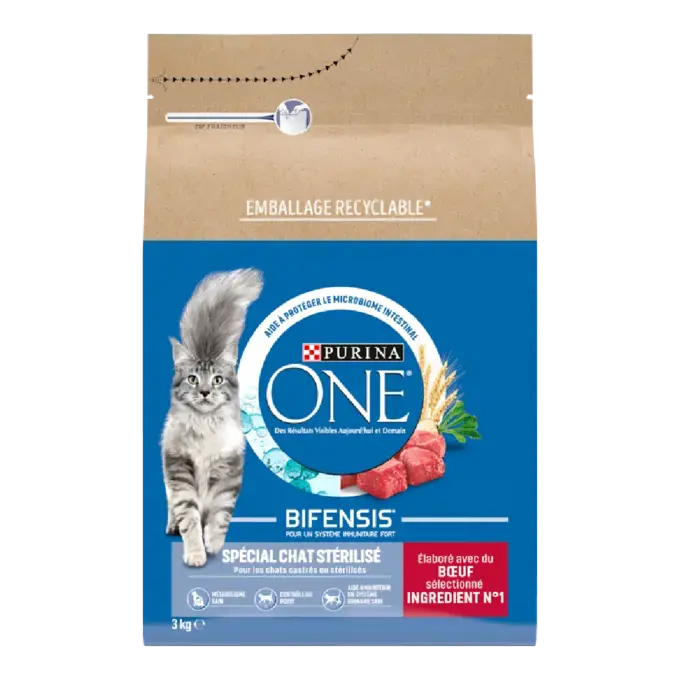 Purina ONE® - Croquettes pour Chat Stérilisé au Bœuf et au Blé 3kg