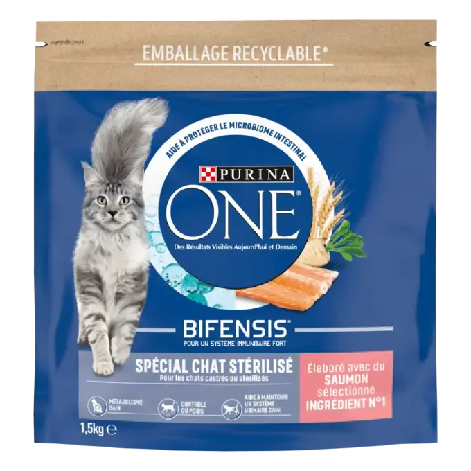 Purina ONE® - Croquettes pour Chat Stérilisé au Saumon et au Blé 1.5kg