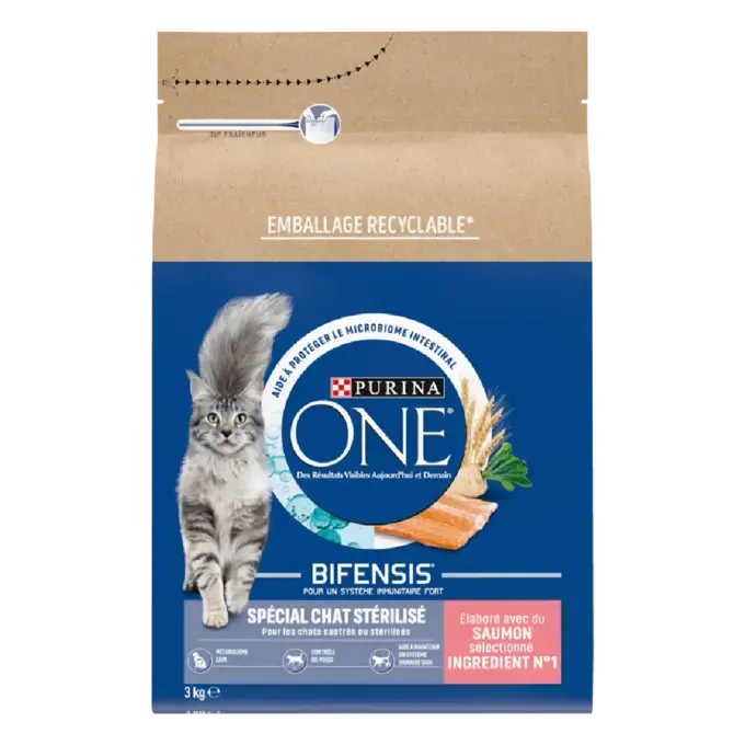Purina ONE® - Croquettes pour Chat Stérilisé au Saumon et au Blé 3kg