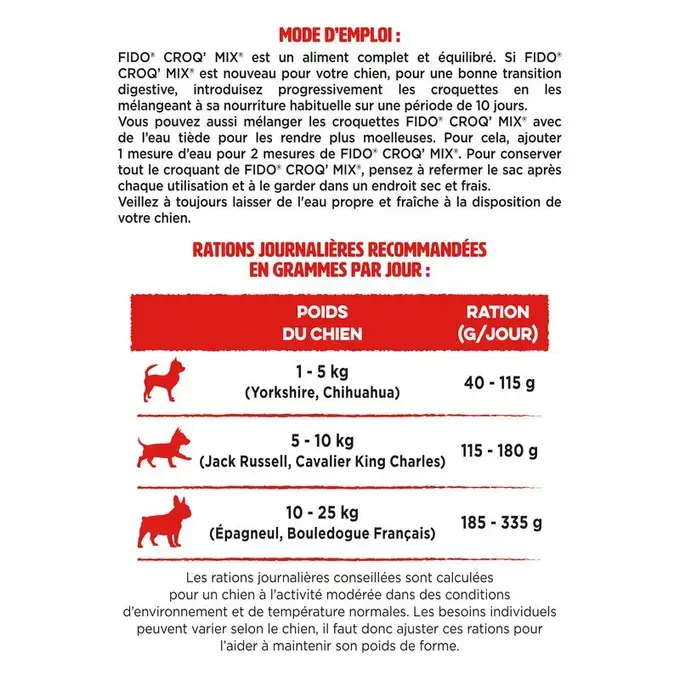 FIDO® CROQ’ MIX® - Chiens de moins de 25Kg Au Bœuf & aux Légumes - Croquettes pour Chien