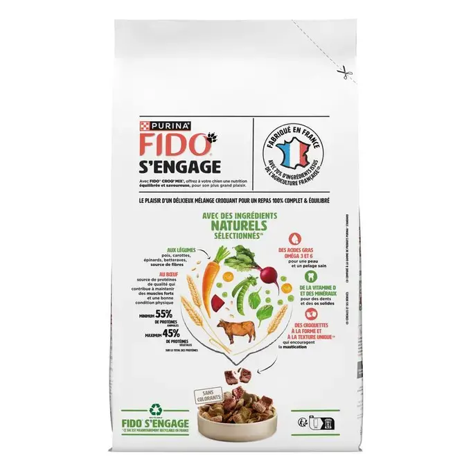 FIDO® CROQ’ MIX® Adulte Au Bœuf & aux Légumes - Croquettes pour Chien