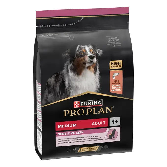 PURINA® PRO PLAN® MEDIUM ADULT SENSITIVE SKIN - RICHE EN SAUMON - Croquettes pour chien à la peau sensible
