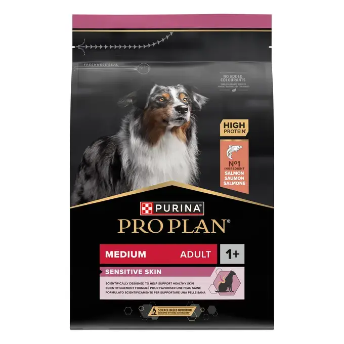 PURINA® PRO PLAN® MEDIUM ADULT SENSITIVE SKIN - RICHE EN SAUMON - Croquettes pour chien à la peau sensible