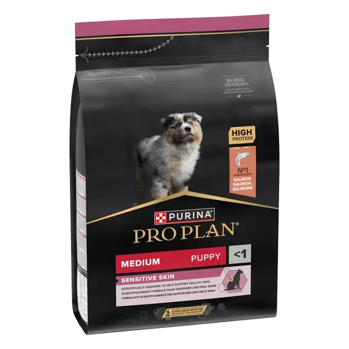 PURINA® PRO PLAN® MEDIUM PUPPY SENSITIVE SKIN - RICHE EN SAUMON - Croquettes pour chiot à la peau sensible