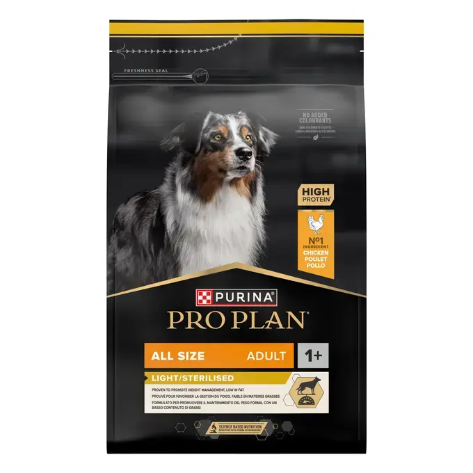 PURINA® PRO PLAN® ALL SIZE ADULT LIGHT / STERILISED  - RICHE EN POULET- Croquettes pour chien stérilisé ou en surpoids