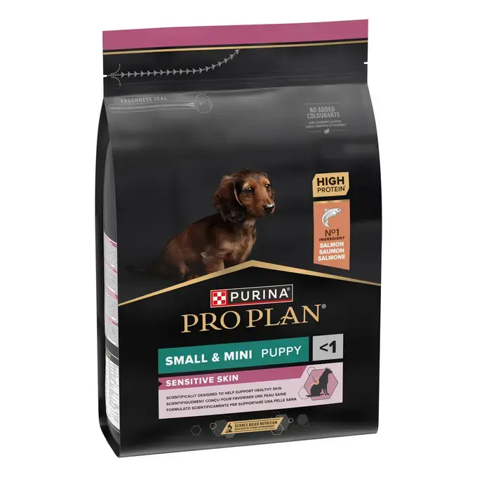 PURINA® PRO PLAN® SMALL & MINI PUPPY SENSITIVE SKIN - RICHE EN SAUMON - Croquettes pour chiot à la peau sensible