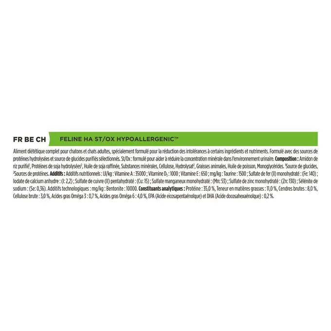 Purina® PRO PLAN® Veterinary Diets Feline Ha St/Ox Hypoallergenic - Croquettes pour Chat sujets à l'Allergie Alimentaire