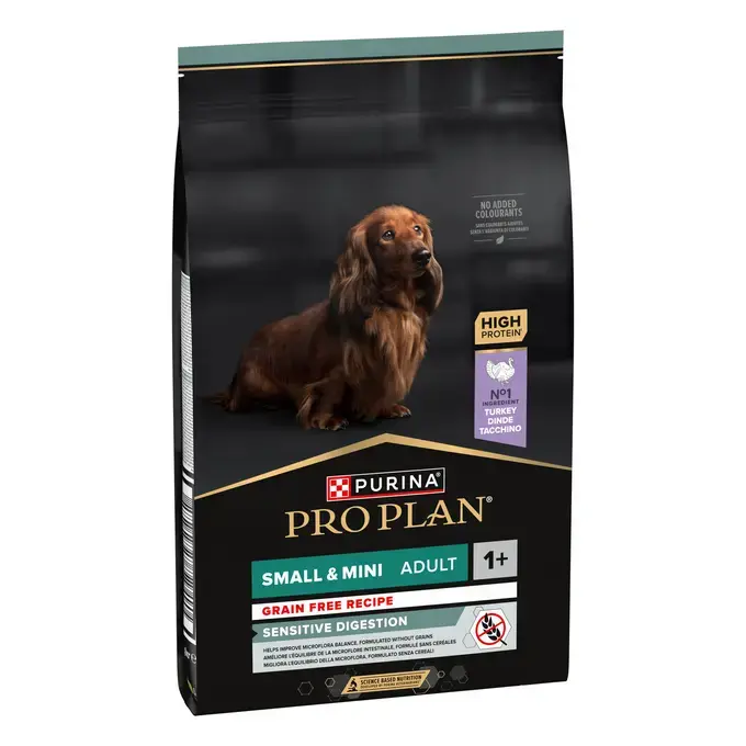 PURINA® PRO PLAN® SMALL & MINI ADULT SENSITIVE DIGESTION GRAIN FREE - RICHE EN DINDE - Croquettes sans céréales pour petit ch