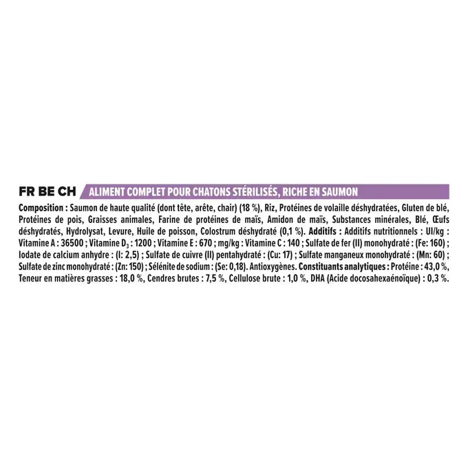 Purina® Pro Plan® Sterilised Kitten HEALTHY START, Riche en Saumon - Croquettes pour Chaton Stérilisé aidant au renforcement 
