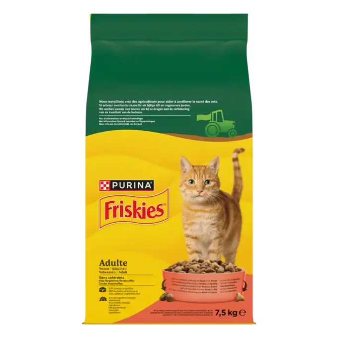 FRISKIES® CHAT ADULTE - Croquettes avec un délicieux mélange de Bœuf et de Poulet avec des Légumes