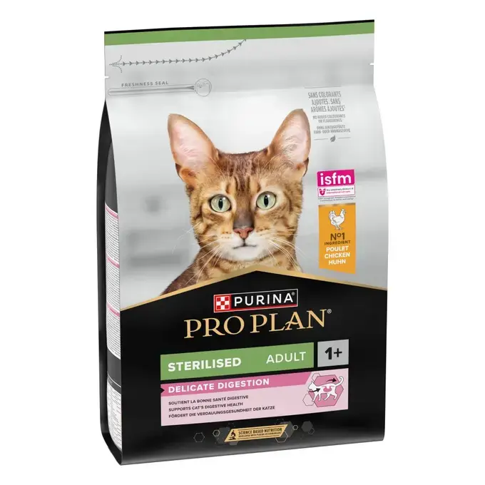 Purina® Pro Plan® Sterilised Adult DELICATE DIGESTION, Riche en Poulet - Croquettes pour Chat Stérilisé aidant au soutient d'