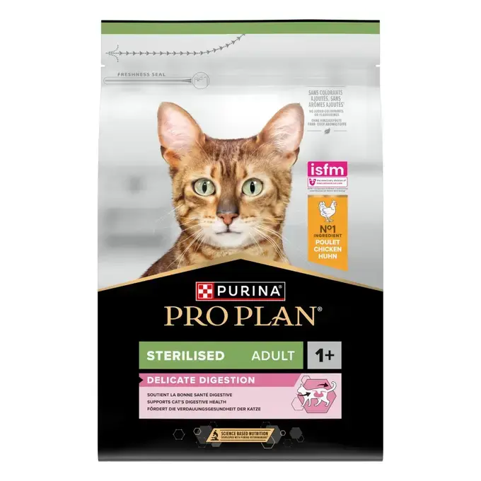 Purina® Pro Plan® Sterilised Adult DELICATE DIGESTION, Riche en Poulet - Croquettes pour Chat Stérilisé aidant au soutient d'
