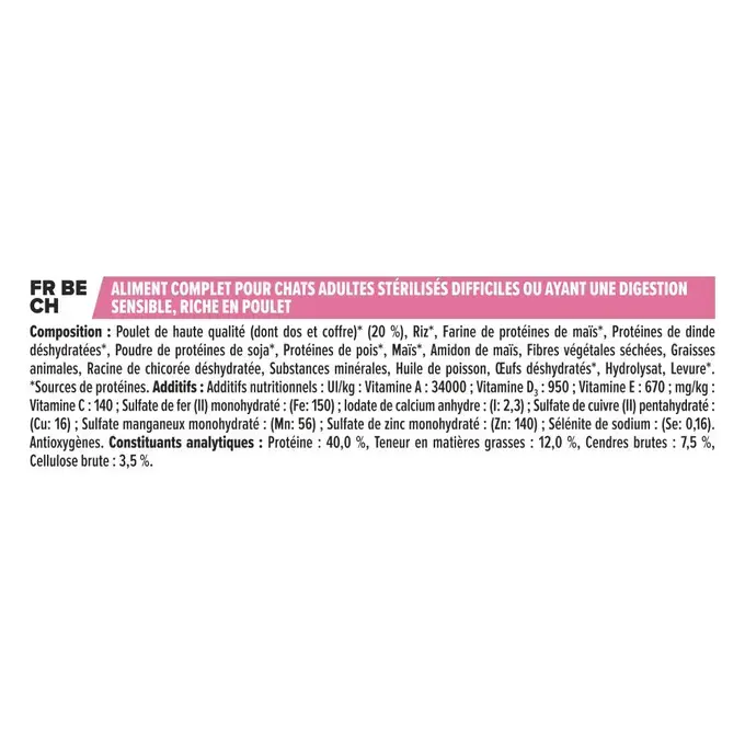 Purina® Pro Plan® Sterilised Adult DELICATE DIGESTION, Riche en Poulet - Croquettes pour Chat Stérilisé aidant au soutient d'